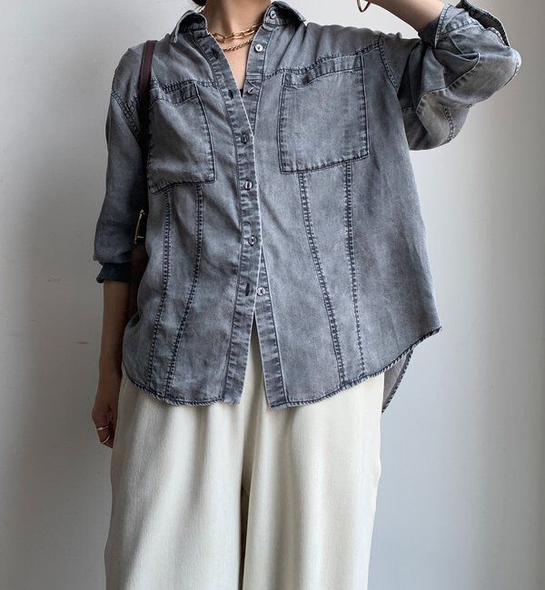  「【WEB限定】棒タイ2WAYリヨセルデニムシャツ」|シャツ・ブラウス|