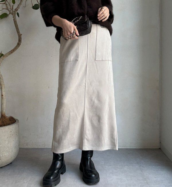  「【WEB限定】マシュマロスエードタイトスカート」|スカート|