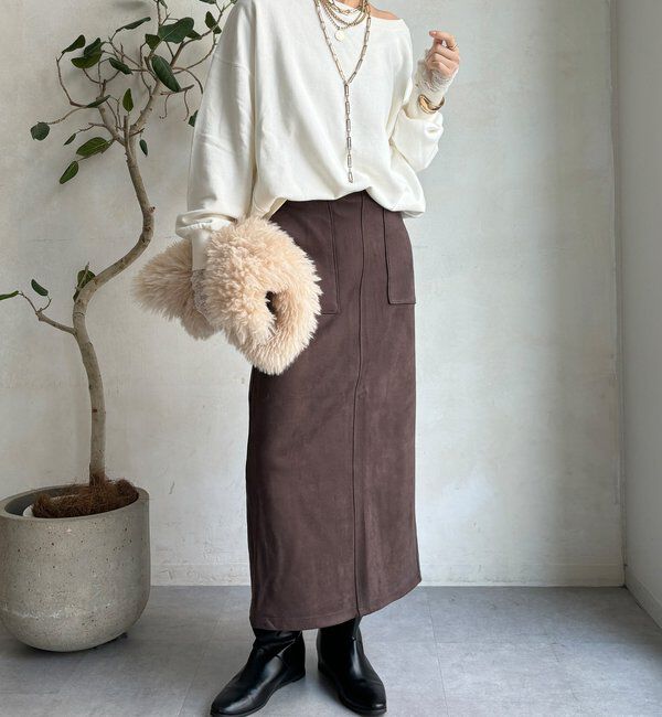  「【WEB限定】マシュマロスエードタイトスカート」|スカート|