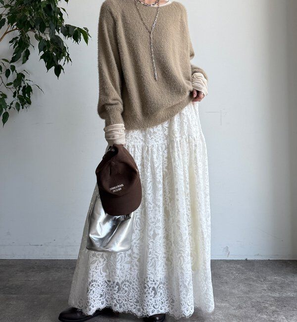  「【WEB限定】バックロゴ刺繍シャギーニット」|ニット・セーター|