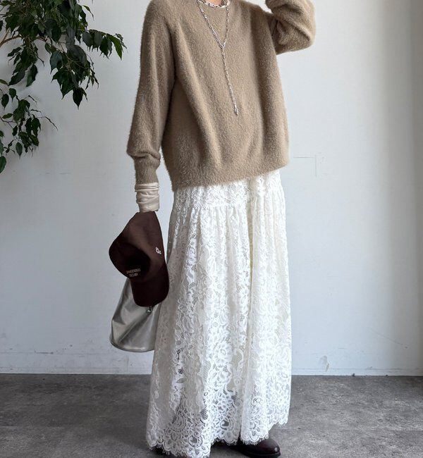  「【WEB限定】バックロゴ刺繍シャギーニット」|ニット・セーター|