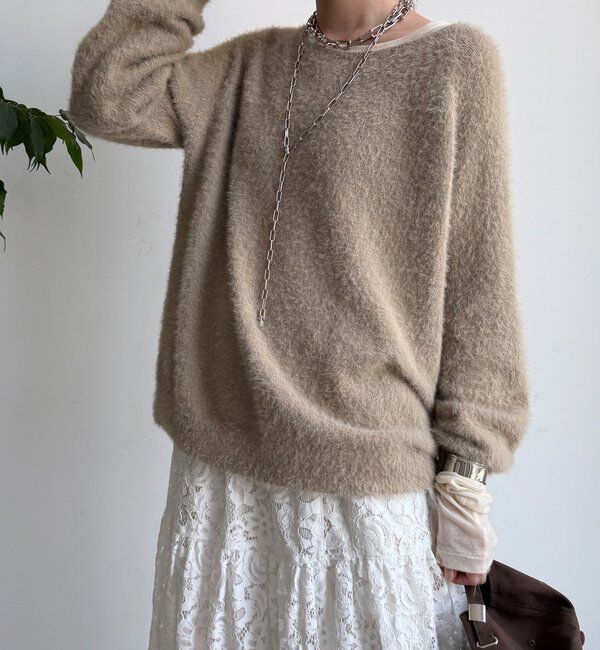  「【WEB限定】バックロゴ刺繍シャギーニット」|ニット・セーター|