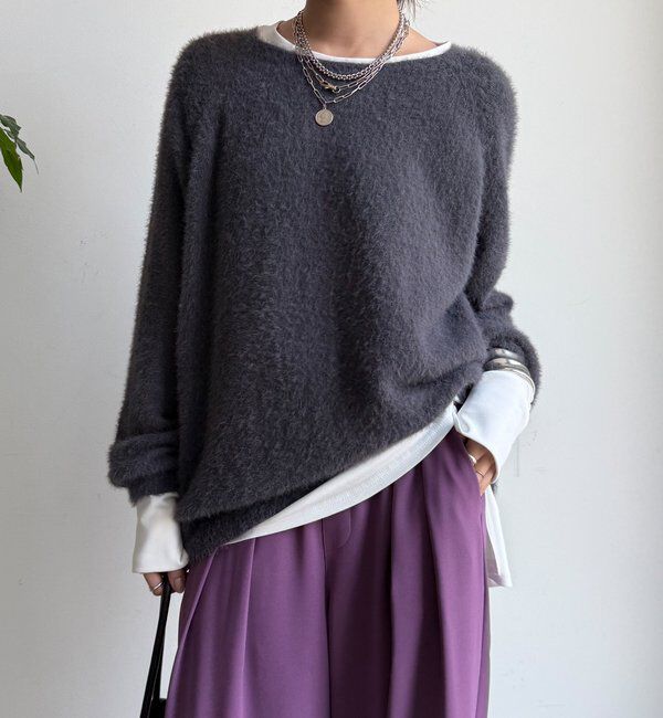  「【WEB限定】バックロゴ刺繍シャギーニット」|ニット・セーター|