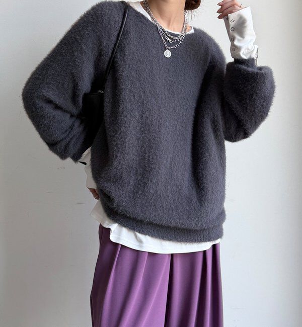  「【WEB限定】バックロゴ刺繍シャギーニット」|ニット・セーター|