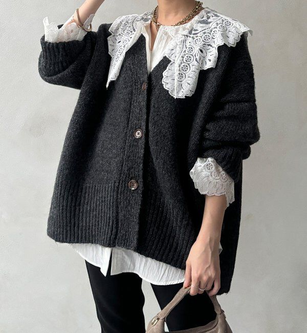  「【WEB限定】オーバーシルエットVニットカーディガン」|カーディガン|