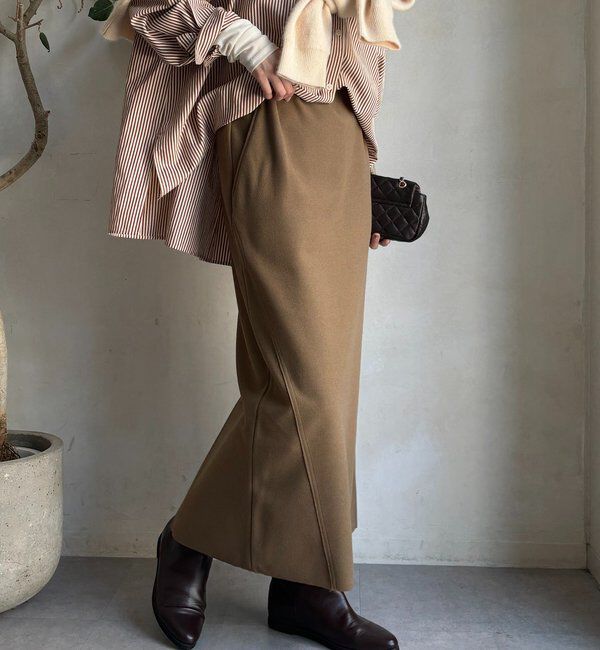  「ウーリージャージースカート」|スカート|キャメル