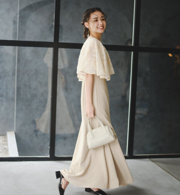  「【オケージョンドレス/結婚式】Cape layerd bare dress」|ドレス|