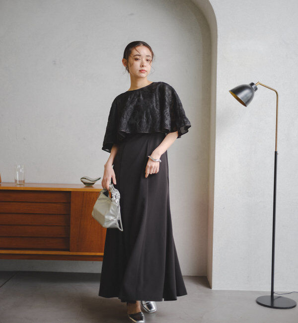  「【オケージョンドレス/結婚式】Cape layerd bare dress」|ドレス|