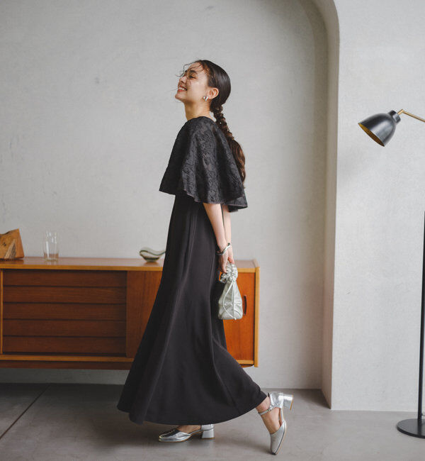  「【オケージョンドレス/結婚式】Cape layerd bare dress」|ドレス|