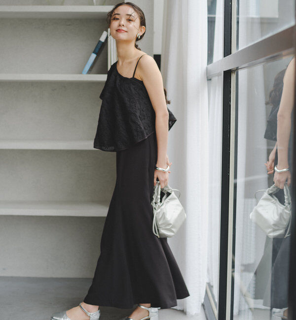  「【オケージョンドレス/結婚式】Cape layerd bare dress」|ドレス|