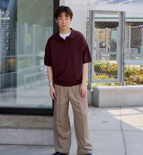  「【WHIMSIC/SET対応】シアサッカーストライプルーズフィットイージーパンツ」|チノ|