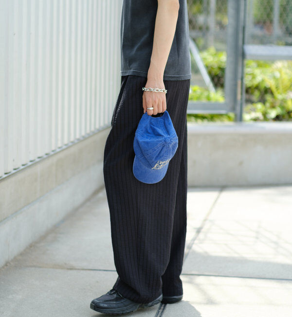  「【WHIMSIC/SET対応】シアサッカーストライプルーズフィットイージーパンツ」|チノ|