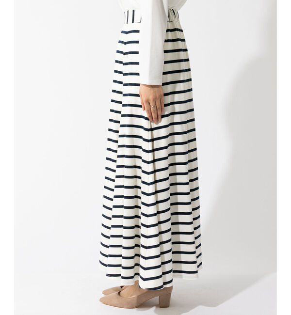  「【手洗い可】ボーダーマキシスカート」|スカート|