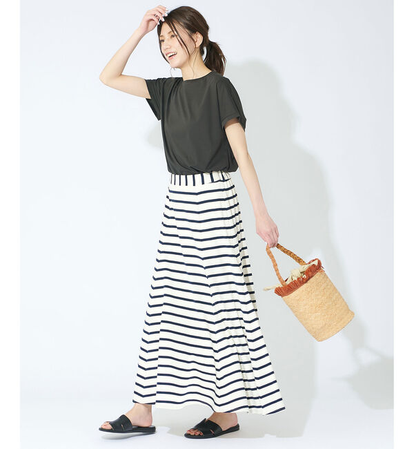  「【手洗い可】ボーダーマキシスカート」|スカート|
