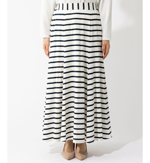  「【手洗い可】ボーダーマキシスカート」|スカート|