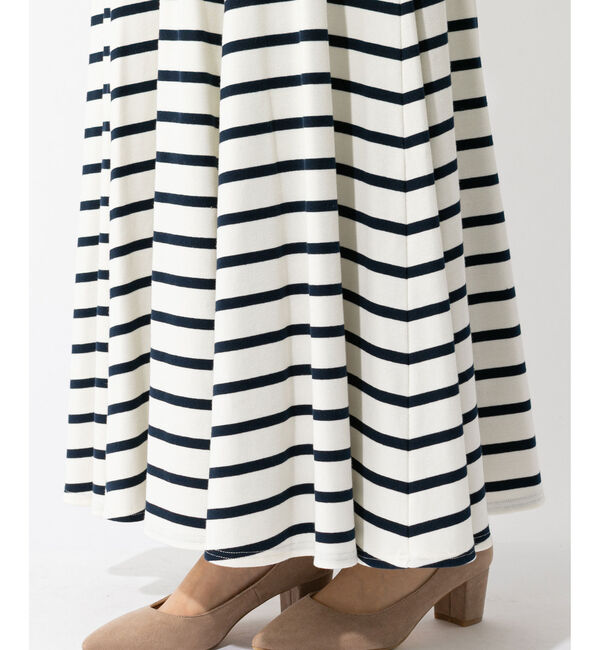  「【手洗い可】ボーダーマキシスカート」|スカート|