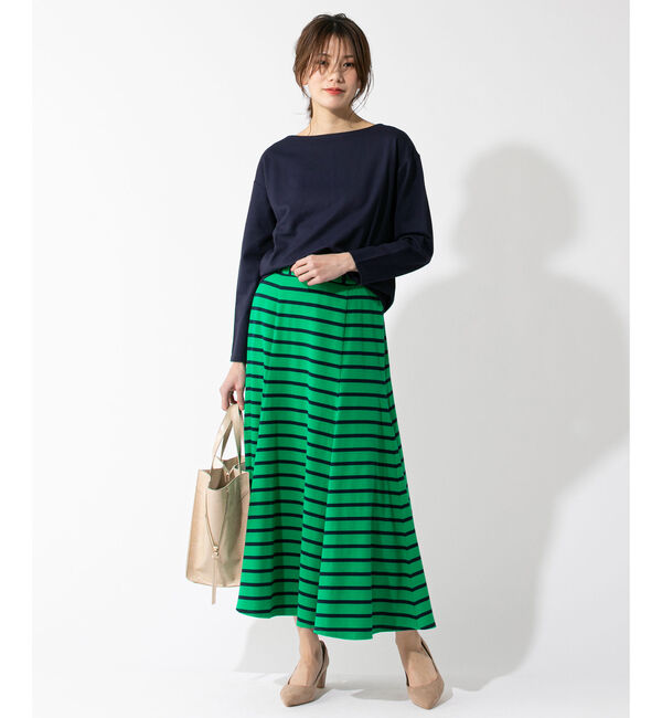  「【手洗い可】ボーダーマキシスカート」|スカート|