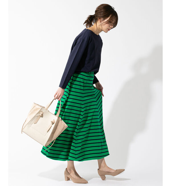  「【手洗い可】ボーダーマキシスカート」|スカート|