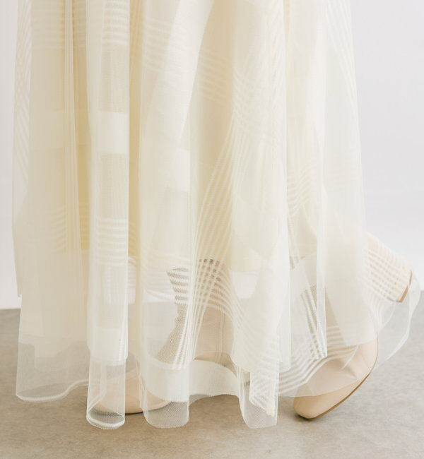  「チュールチェック柄フレアスカート」|スカート|