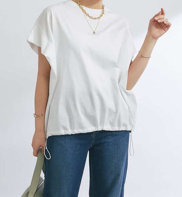  「《着回し万能》ドライタッチコットン折り返しスリーブプルオーバー」|Tシャツ・カットソー|オフホワイト