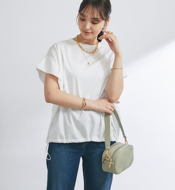  「《着回し万能》ドライタッチコットン折り返しスリーブプルオーバー」|Tシャツ・カットソー|