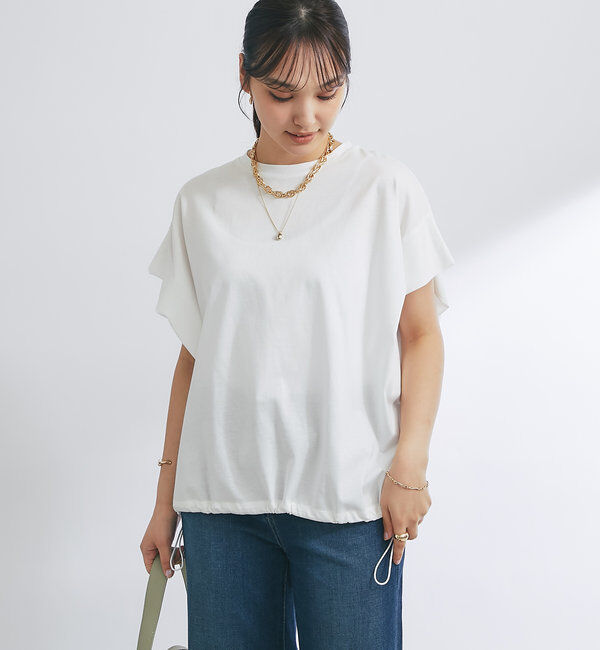  「《着回し万能》ドライタッチコットン折り返しスリーブプルオーバー」|Tシャツ・カットソー|