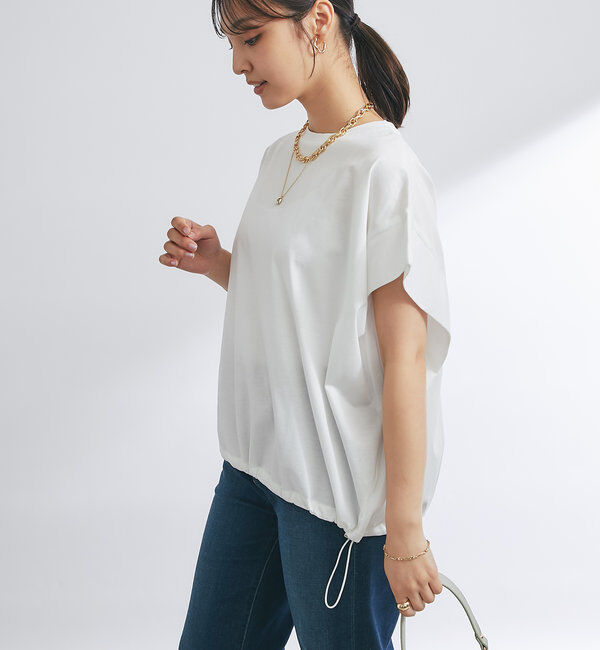  「《着回し万能》ドライタッチコットン折り返しスリーブプルオーバー」|Tシャツ・カットソー|