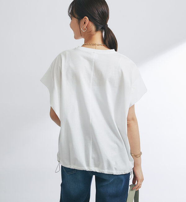  「《着回し万能》ドライタッチコットン折り返しスリーブプルオーバー」|Tシャツ・カットソー|