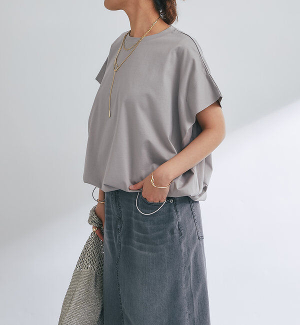  「《着回し万能》ドライタッチコットン折り返しスリーブプルオーバー」|Tシャツ・カットソー|