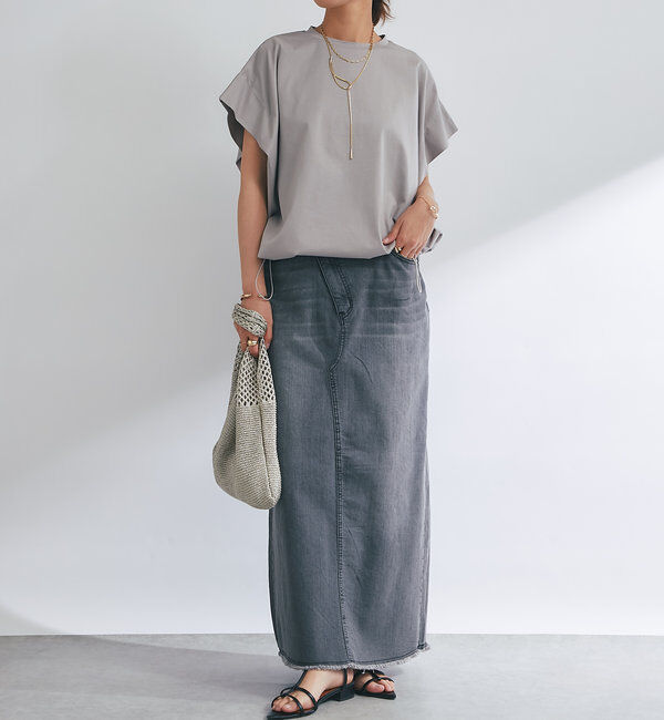  「《着回し万能》ドライタッチコットン折り返しスリーブプルオーバー」|Tシャツ・カットソー|