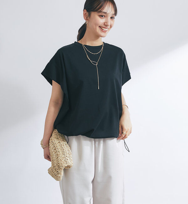  「《着回し万能》ドライタッチコットン折り返しスリーブプルオーバー」|Tシャツ・カットソー|