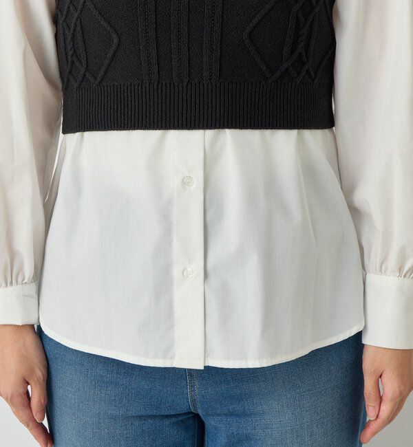  「《トレンドライクに◎》ニットビスチェsetハイカウントシャツ」|シャツ・ブラウス|