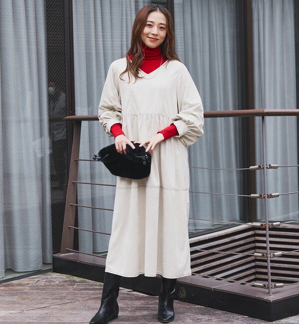  「《着こなしの幅が広がる》前後2WAYピーチスキンステッチワンピース」|その他|