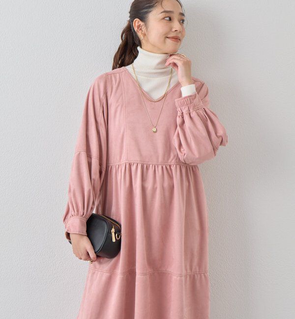  「《着こなしの幅が広がる》前後2WAYピーチスキンステッチワンピース」|その他|ピンク