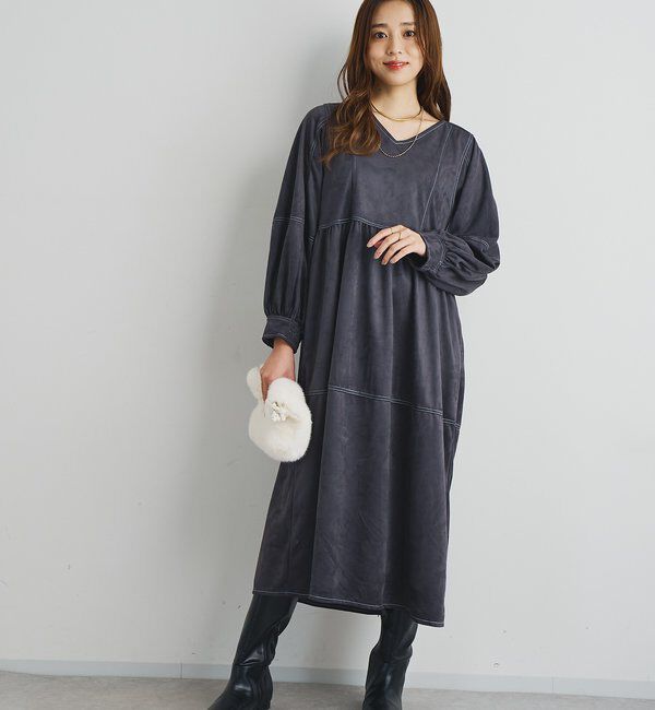  「《着こなしの幅が広がる》前後2WAYピーチスキンステッチワンピース」|その他|