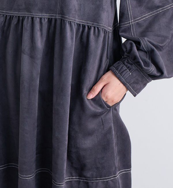  「《着こなしの幅が広がる》前後2WAYピーチスキンステッチワンピース」|その他|