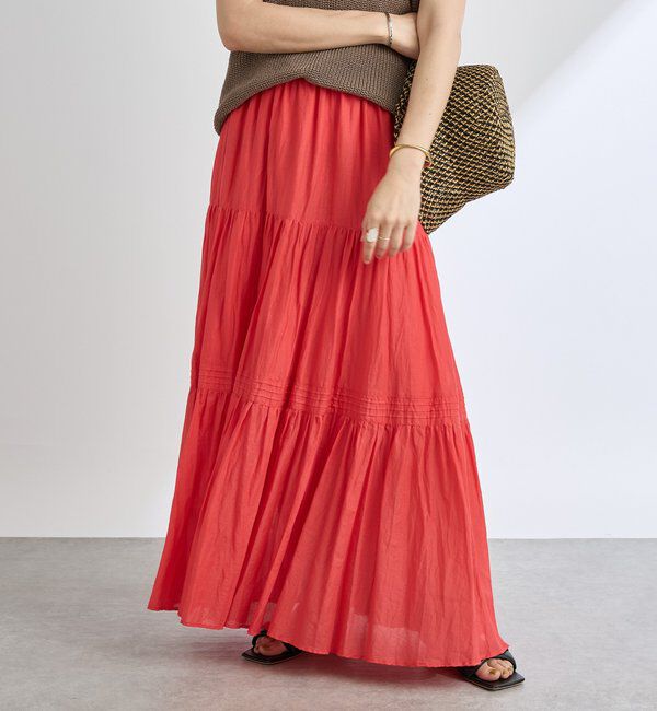  「【名品リバイバル/5色展開】コットンワッシャープリーツスカート」|スカート|レッド