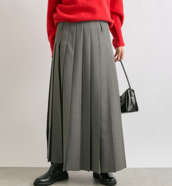 「【トレンドライクな着こなしに】ルーズプリーツスカート」|スカート|チャコールグレー
