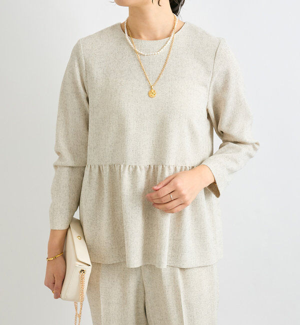  「【オケージョン対応】ツイードペプラムブラウス」|シャツ・ブラウス|オフホワイト