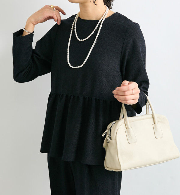  「【オケージョン対応】ツイードペプラムブラウス」|シャツ・ブラウス|ネイビー