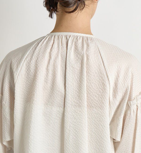  「【着映え】ストライプギャザーブラウス」|シャツ・ブラウス|