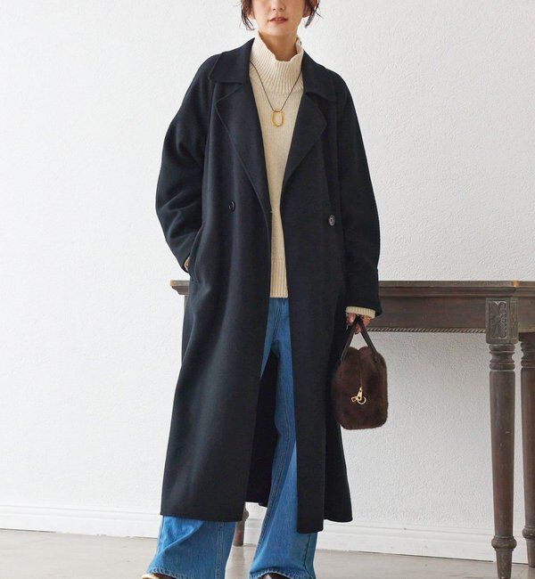  「【軽い着心地】リバーロングトレンチ」|その他|ブラック