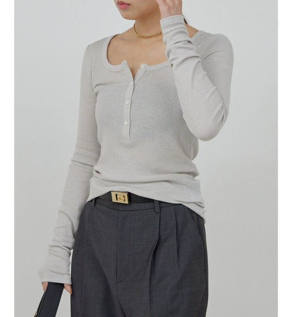  「ヘンリーネックロングスリーブTee」|Tシャツ・カットソー|ライトグレー