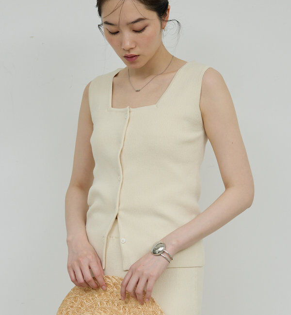  「【セットアップ対応】フレンチスリーブリブニット」|ニット・セーター|