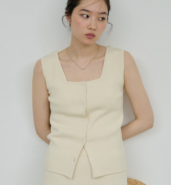  「【セットアップ対応】フレンチスリーブリブニット」|ニット・セーター|