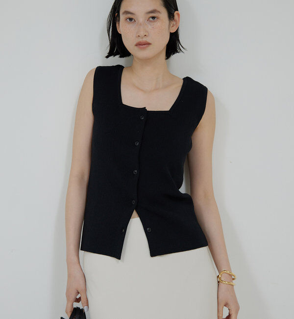  「【セットアップ対応】フレンチスリーブリブニット」|ニット・セーター|