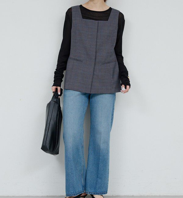  「【セットアップ対応】スクエアネックベスト」|ベスト・ジレ|