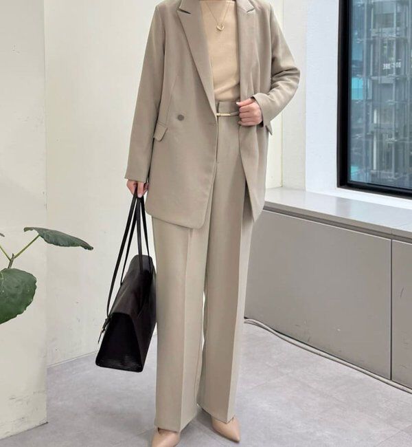  「【シワになりにくい】ジャージータックワイドパンツ」|チノ|