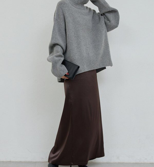  「【手洗い可能】ストレッチサテンタイトスカート」|スカート|