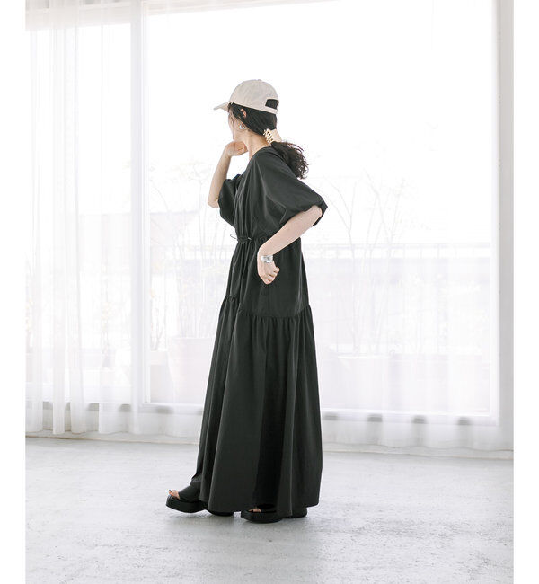  「【3サイズ展開】ドロストギャザーワンピース」|ワンピース|